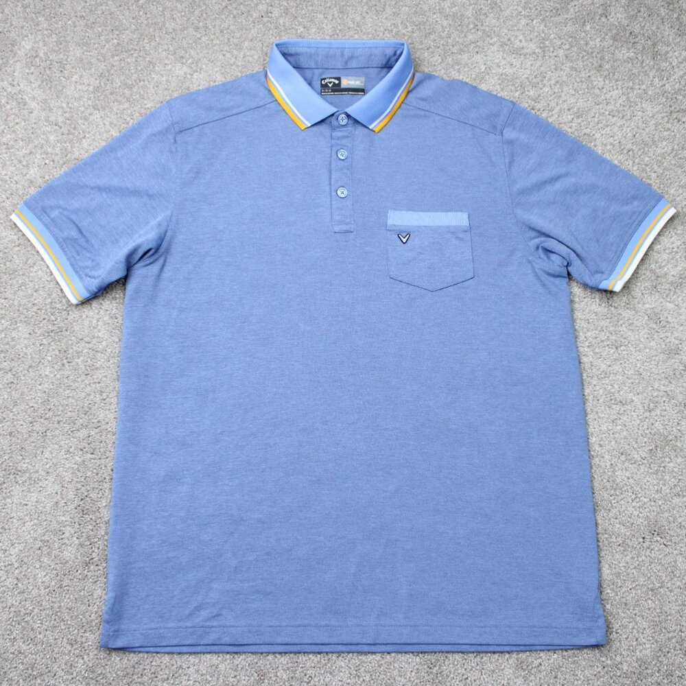 Callaway Polo Shirt Mens Medium Blue Opti-Dri Golf Short Sleeve Pocket‎ Pullover